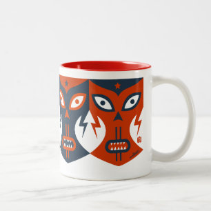 Lucha Libre Red White Blue Mexican Wrestling Mask Two-Tone Coffee Mug