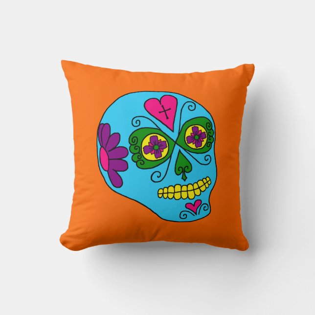 Lucha Libre Sugar Skull Cushion (Front)
