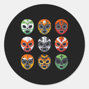 Lucha Libre Wrestling Mask Cinco De Mayo Mexican B Classic Round Sticker