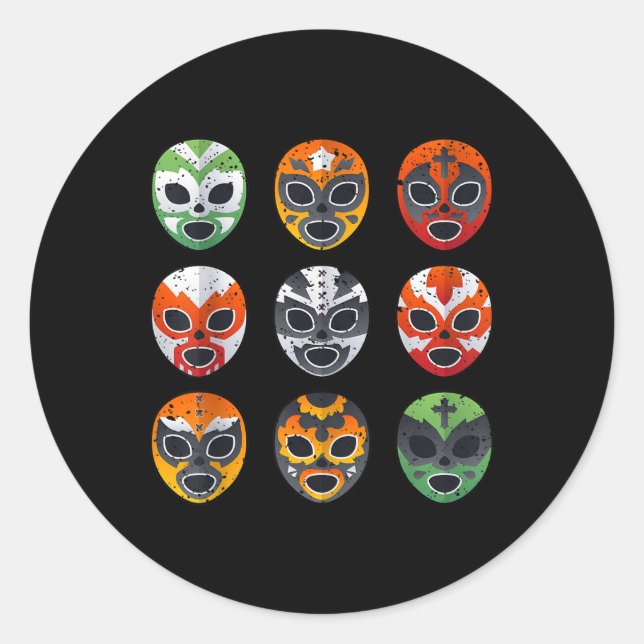 Lucha Libre Wrestling Mask Cinco De Mayo Mexican B Classic Round Sticker (Front)