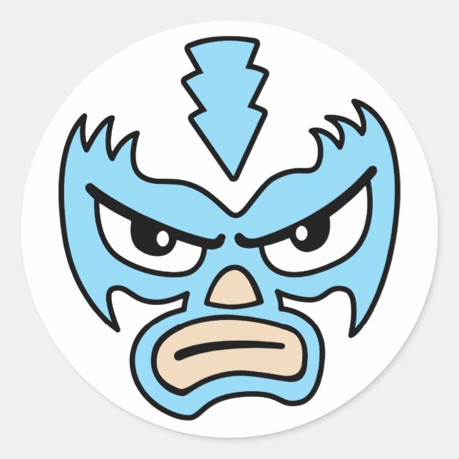 Luchador Love Blue Mask Caroon Face Graphic meme T Classic Round Sticker (Front)