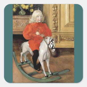 "Lucia Day!" Boy on a Rocking Horse Square Sticker