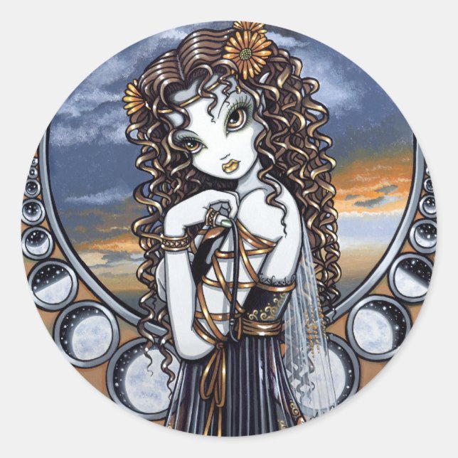 "Lucia" Gothic Flower Moon Fairy Art Stickers (Front)