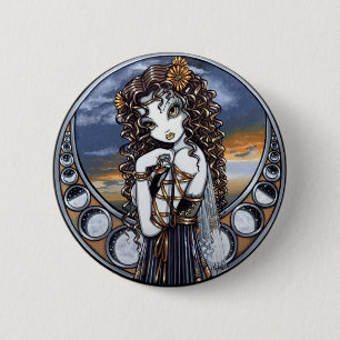 "Lucia" Gothic Flower Moon Fairy Pinback Button