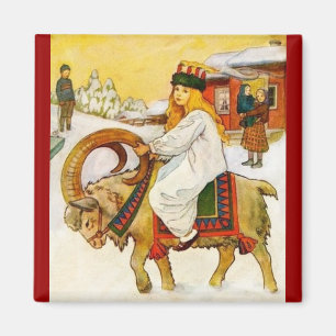 Lucia Riding a Christmas Goat Magnet