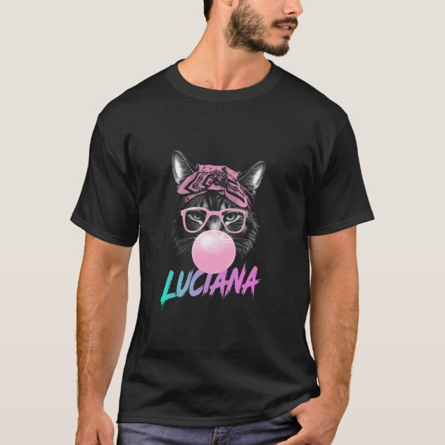 LUCIANA Adorable girl name with cute Cat T-Shirt (Front)