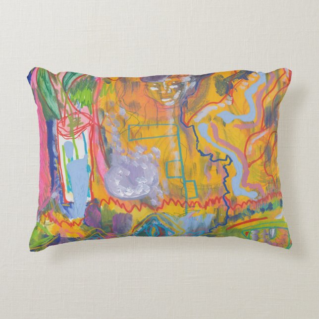 Lucid Dreamer Pink Rainbow Abstract Painting Art Decorative Cushion (Front)