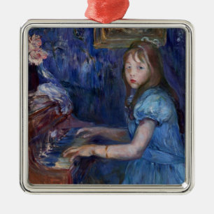 Lucie Leon Playing the Piano (by Berthe Morisot) Metal Tree Decoration