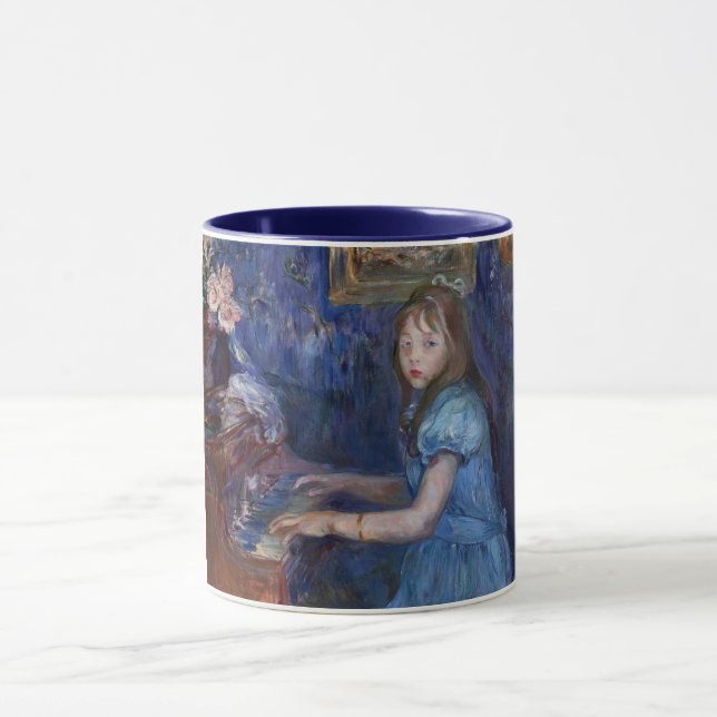 Lucie Leon Playing the Piano (by Berthe Morisot) Mug (Center)