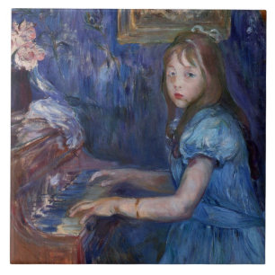 Lucie Leon Playing the Piano (by Berthe Morisot) Tile