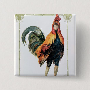 Lucien Guitry  in 'Chantecler' 15 Cm Square Badge