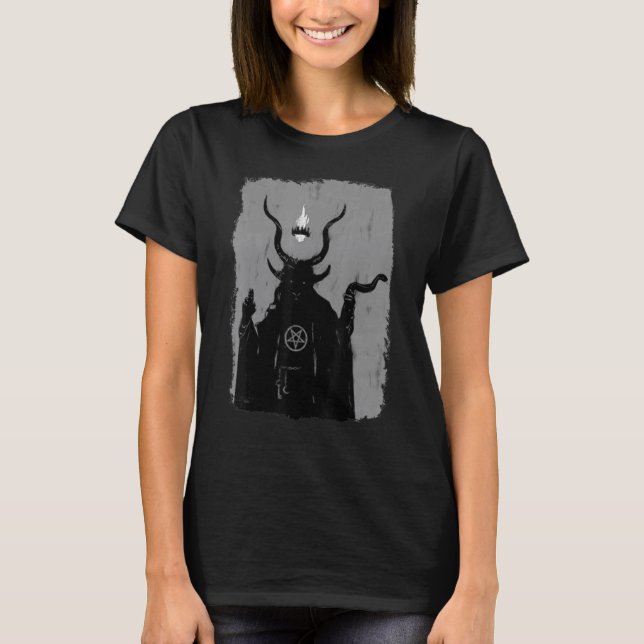 Lucifer Light Bearer Satanic Occult Baphomet Goat  T-Shirt (Front)