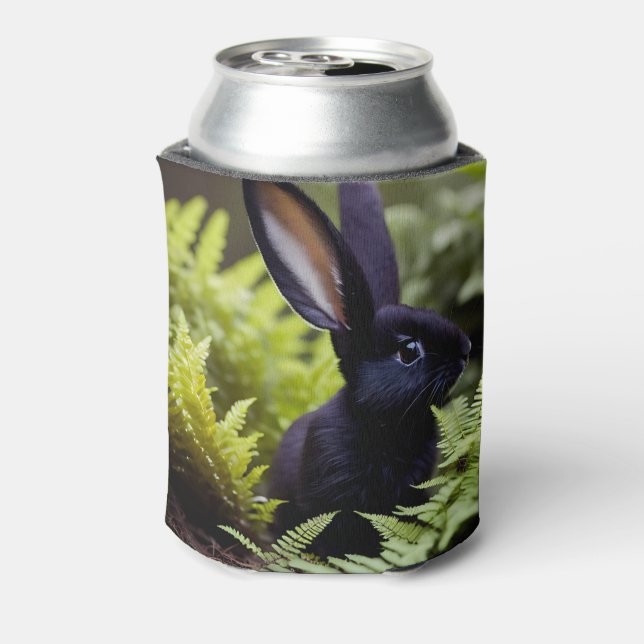 Lucifer the Black Bunny: A Dark Bundle of Mischief Can Cooler (Can Back)