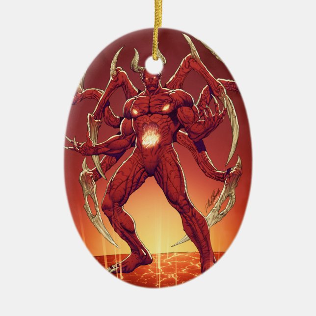 Lucifer the Devil, the Prince of Darkness, Satan Ceramic Tree Decoration (Front)