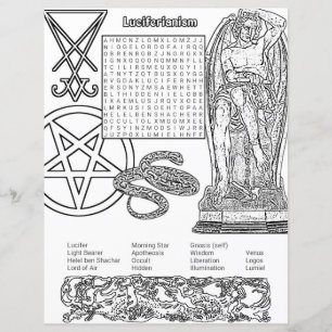 Luciferian Religion Word Search Colouring Paper