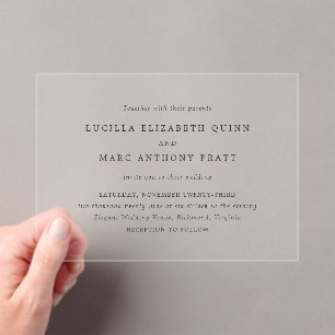 Lucilla Elegant Modern Wedding Acrylic Invitations