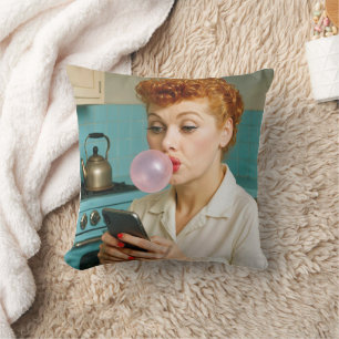 Lucille Ball Texting On a Cell Phone Cushion
