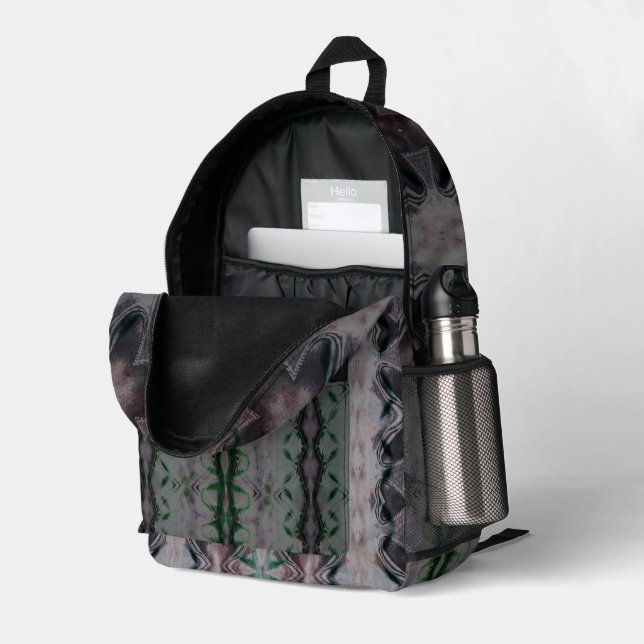 lucina dark purple printed backpack (Back Corner Right (Open))