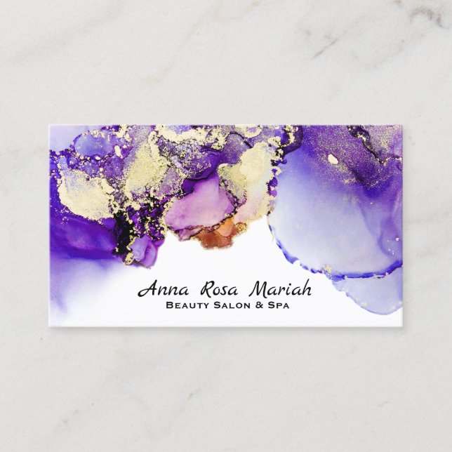 *~* Lucious Abstract Lavender Gold Gilded Bold Business Card (Front)