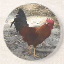 Luci's Roosters Tall Rooster Stone Coaster