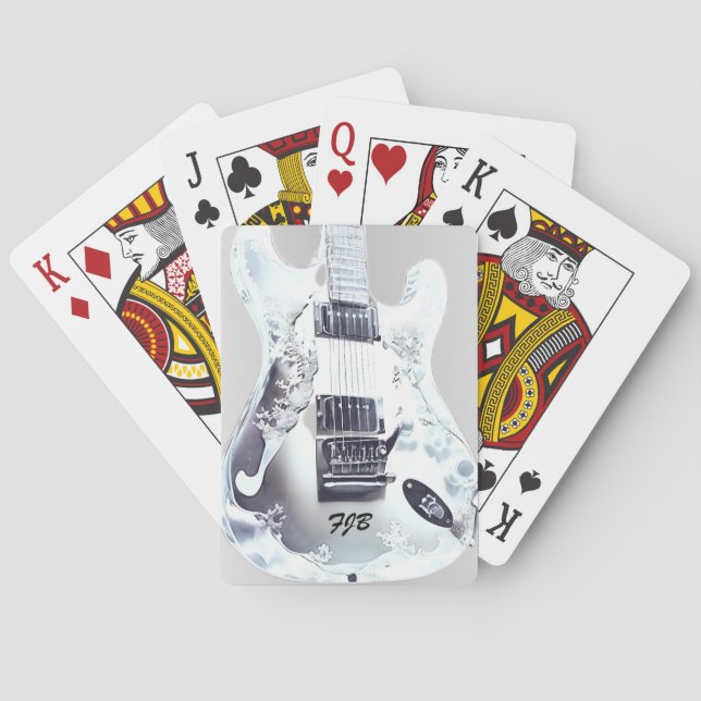 Lucite Guitar, Monogrammed Wedding Favour Playing Cards (Back)