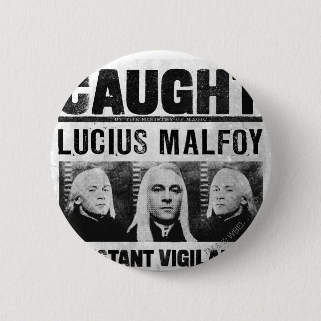 Lucius Malfoy Wanted Poster 6 Cm Round Badge (Front)