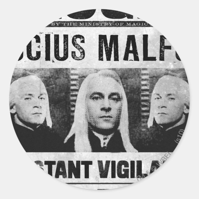 Lucius Malfoy Wanted Poster Classic Round Sticker (Front)