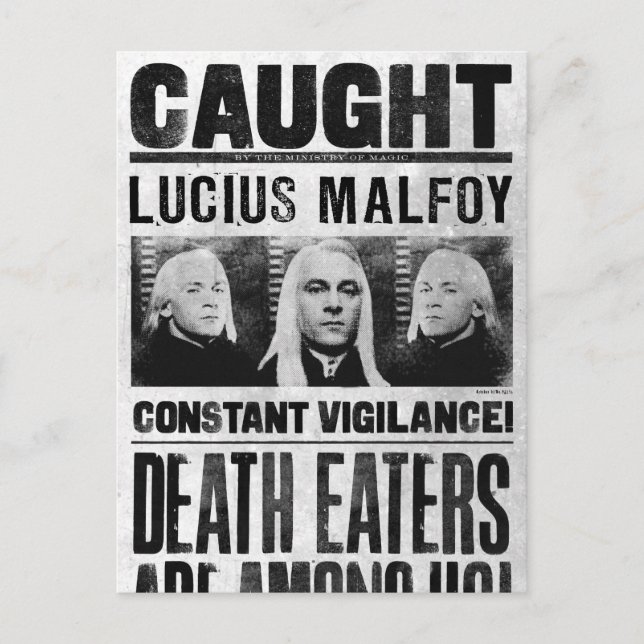 Lucius Malfoy Wanted Poster Postcard (Front)