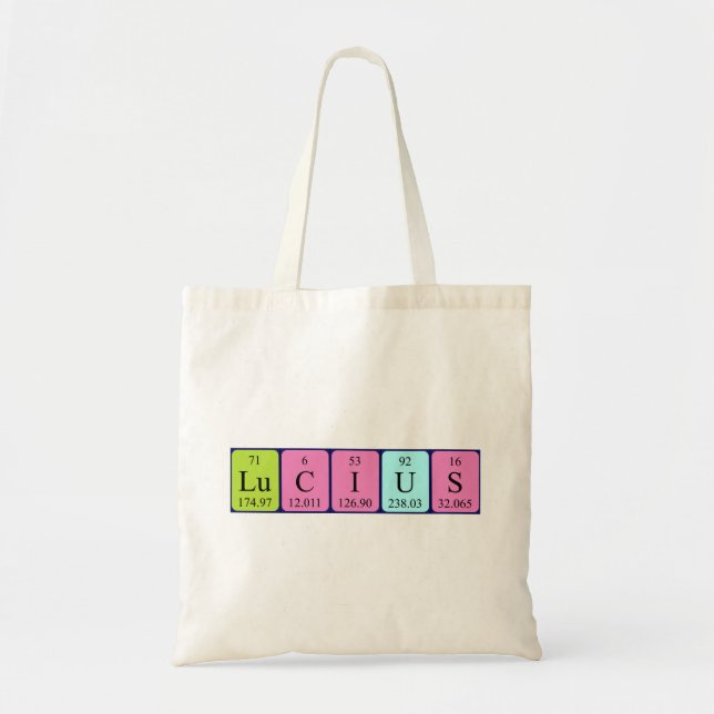 Lucius periodic table name tote bag (Front)