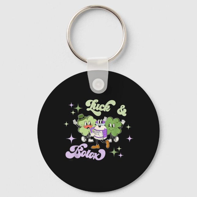 Luck And Botox Funny Shamrock Nurse Injector St Key Ring (Front)