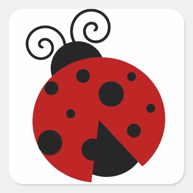 Luck be a Ladybug Cute Cartoon Insect Design Square Sticker (Front)