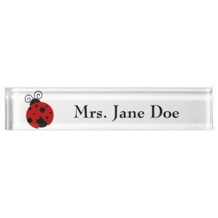 Luck be a Ladybug Cute Cartoon Nameplate