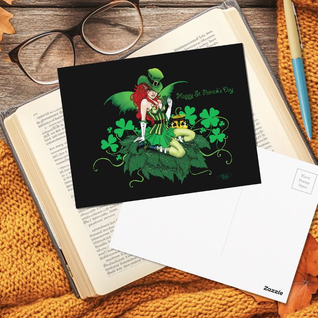 Luck Irish Fairy Green Postcard (Creator Uploaded)