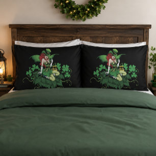 Luck Irish Green Fairy Red Hair Shamrock  Pillowcase