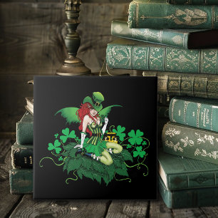 Luck Irish Green Fairy Red Hair Shamrock Tile