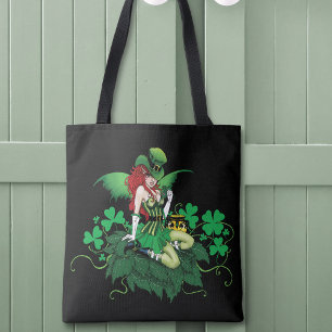 Luck Irish Green Fairy Red Hair Shamrock  Tote Bag