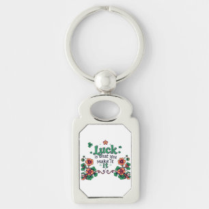 Luck is What You Make It – Retro Shamrock Charm Key Ring