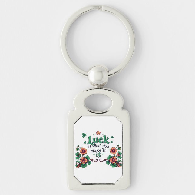 Luck is What You Make It – Retro Shamrock Charm Key Ring (Front)
