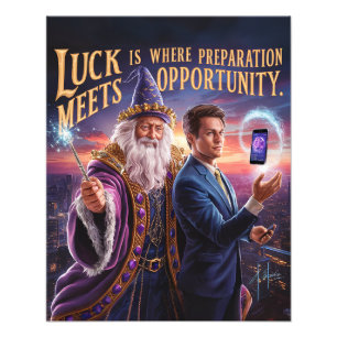 Luck is where meets preparation and Opportunity Photo Print