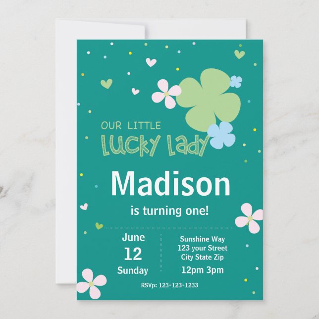 Luck Lady St. Patrick's Day Birthday Invitation (Front)
