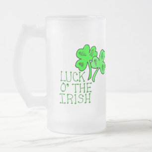 Luck o' the Irish Leprechaun Frosted Glass Stein