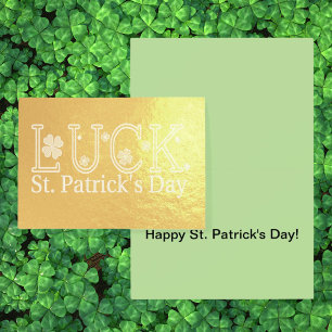 Luck of St Patrick's Day with Shamrocks Holiday Foil Card