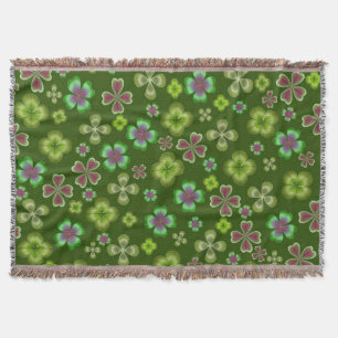 Luck of the Irish Green Shamrock Throw Blanket