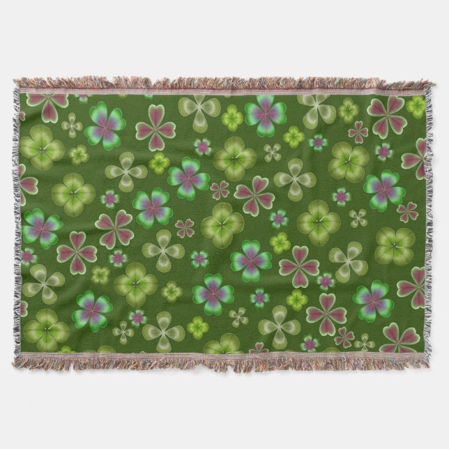 Luck of the Irish Green Shamrock Throw Blanket (Front)