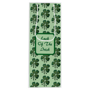 Luck Of The Irish Green Shamrocks 2025 Wine Gift Bag