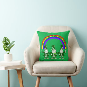 Luck Of The Irish Leprechaun Trio Throw Pillow