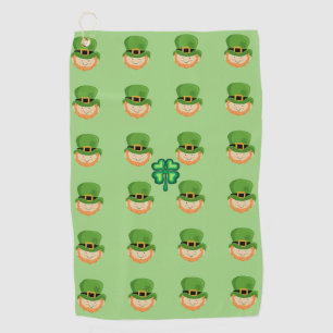 Luck of the Irish Leprechauns and shamrock Golf Towel