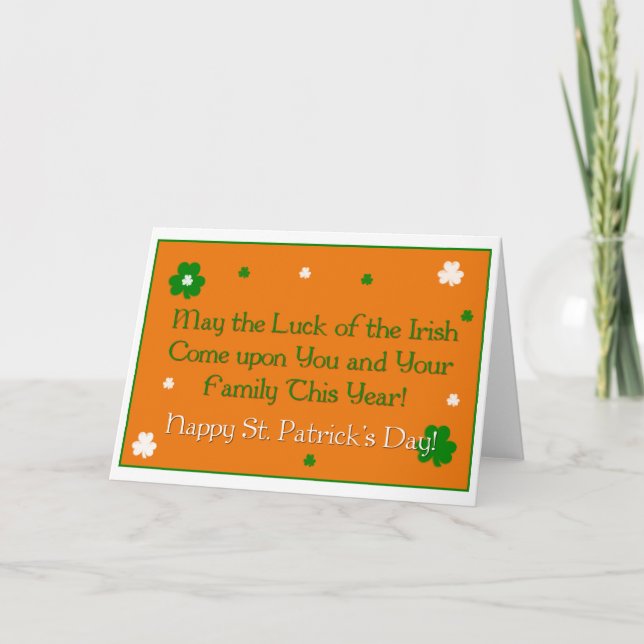 Luck of the Irish Proverb St. Patrick's Day Card (Front)