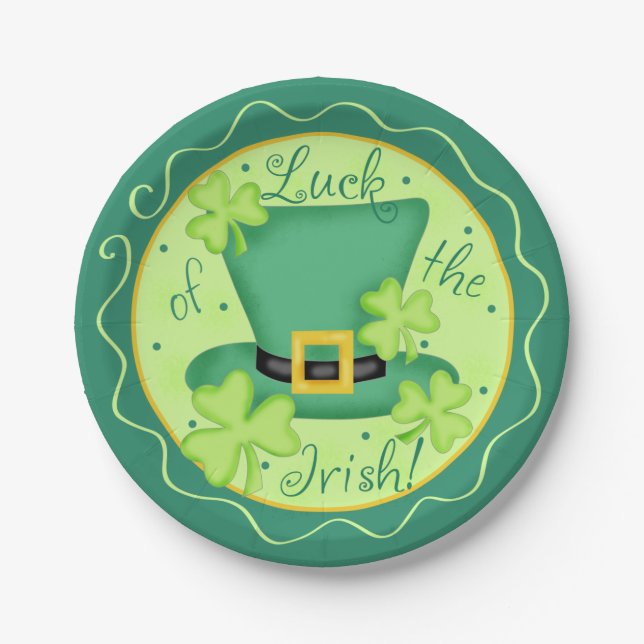 Luck of the Irish St. Patrick's Day Celebration Paper Plate (Front)