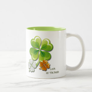 Luck of the Irish Tricolor Shamrock Custom Name Two-Tone Coffee Mug